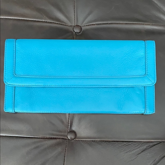 Banana Republic Vibrant Blue Leather Clutch - Picture 1 of 4